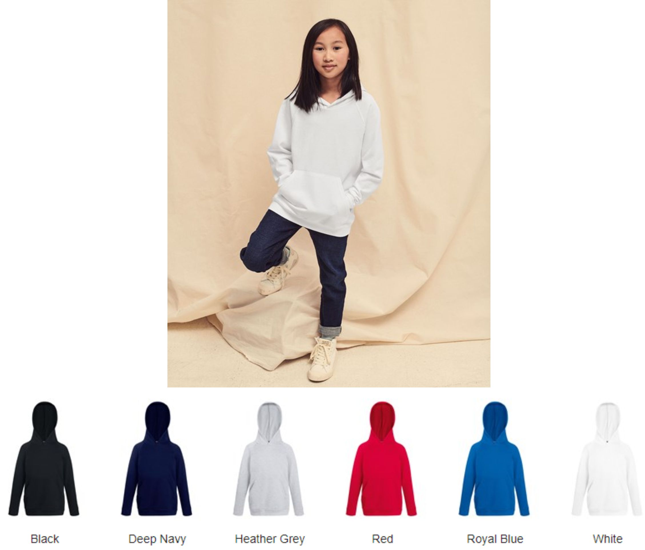 Fruit of the Loom SS56B Kid's Lightweight Hooded Sweat  Fruit of the Loom SS56B Kid's Lightweight Hooded Sweat